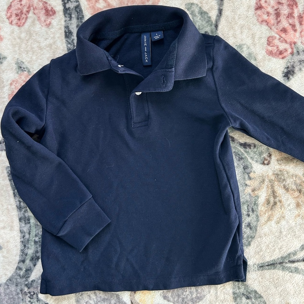 Janie and Jack Navy Long-Sleeve Polo